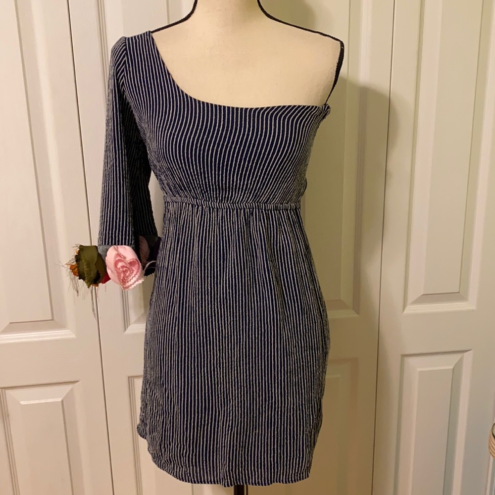 Judith March One Shoulder striped dress